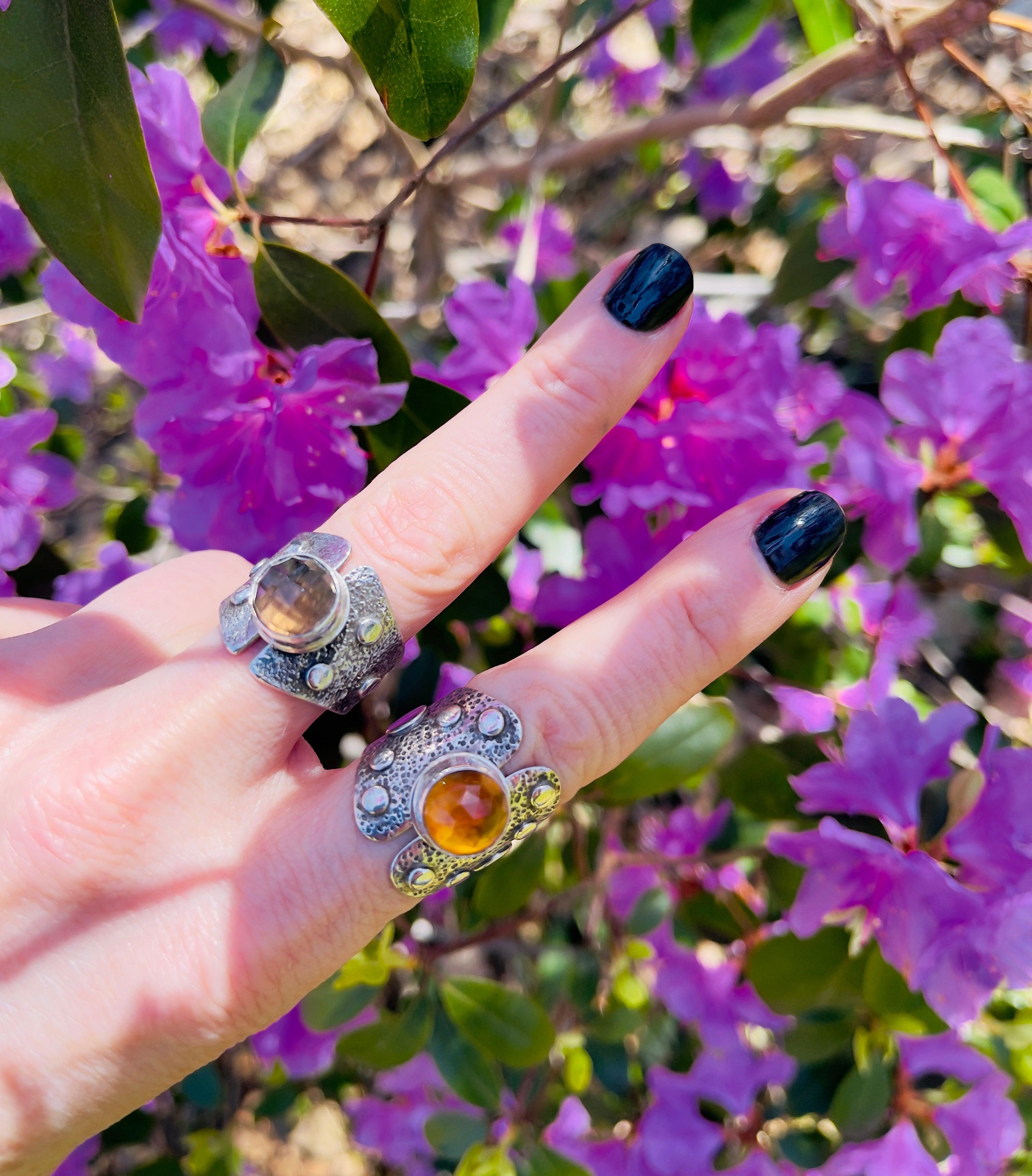 Citrine Armor Ring Size 7.25