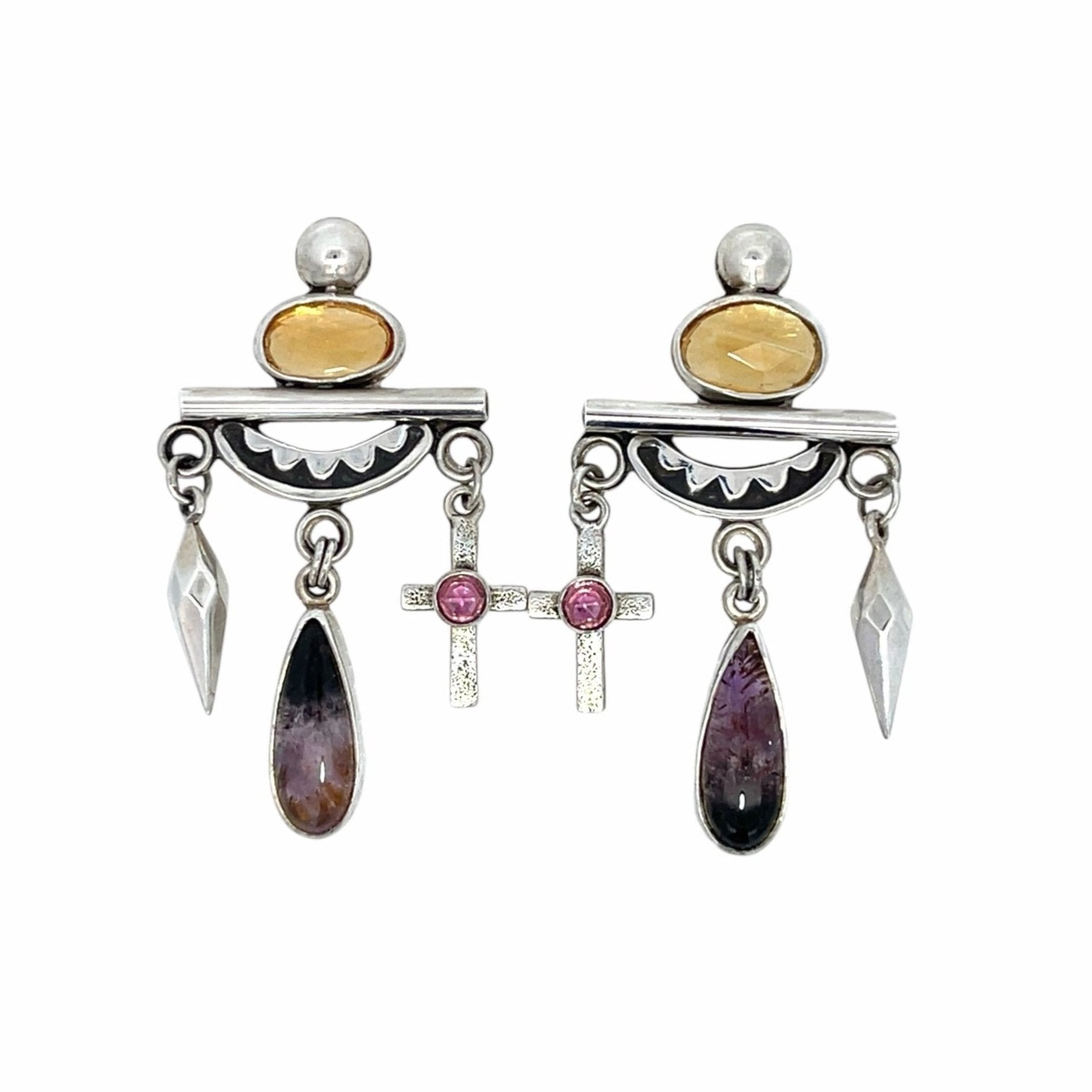 Citrine Super 7 Garnet Chandelier Earrings