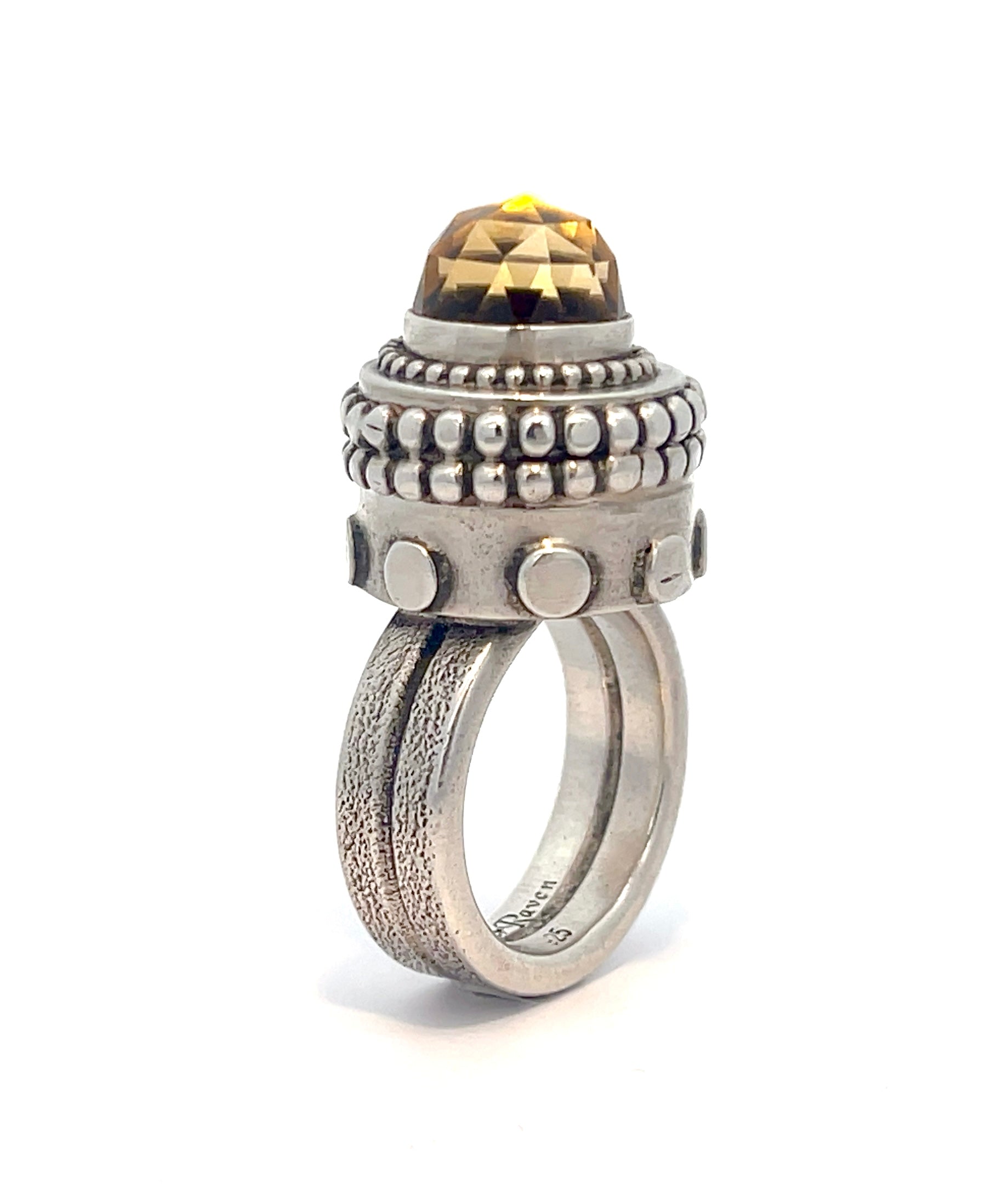 Citrine Temple Ring Size 6.5