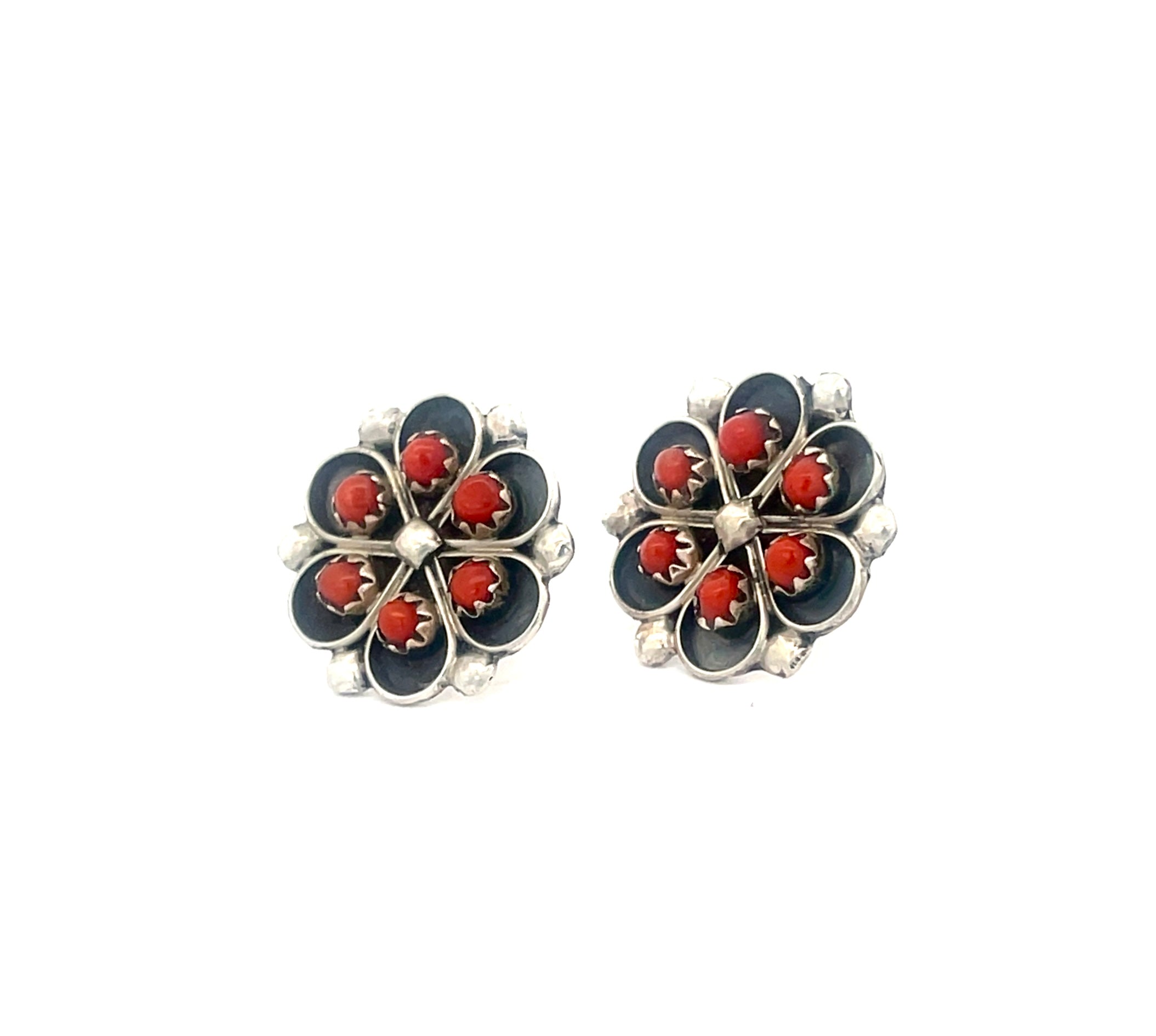 Coral Cluster Flower Earrings