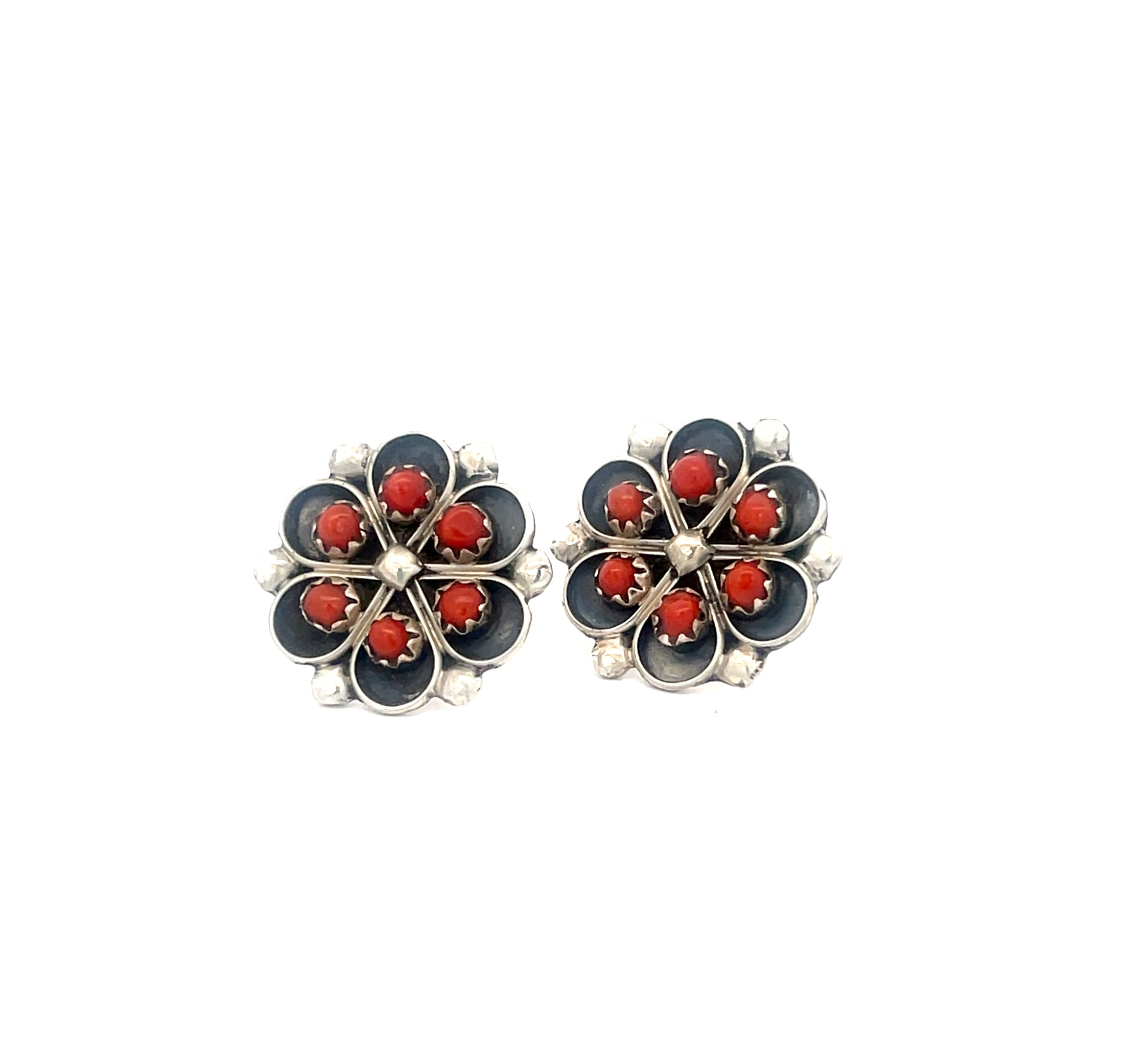 Coral Cluster Flower Earrings