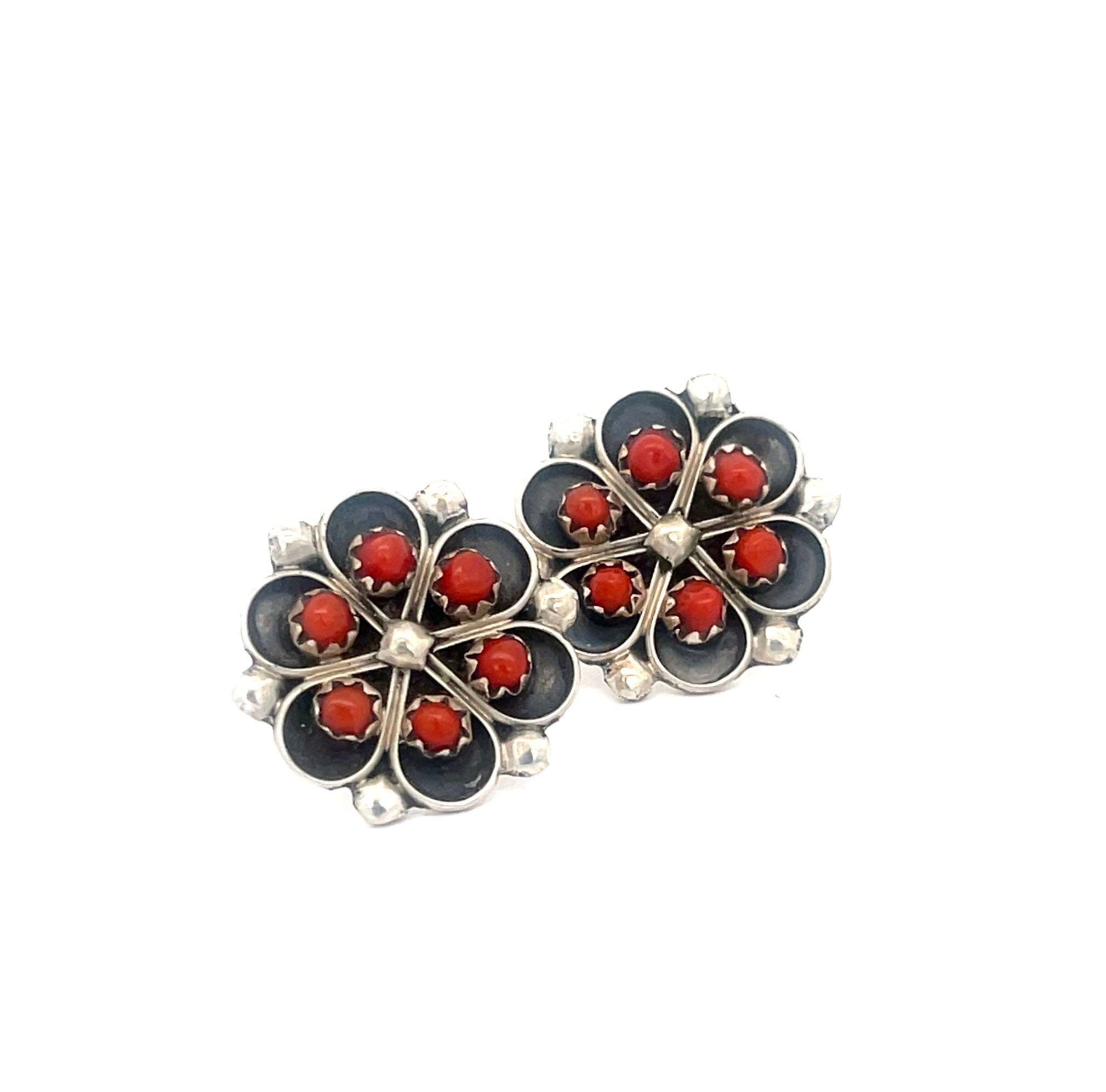 Coral Cluster Flower Earrings