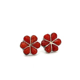 Coral Flower Stud Earrings