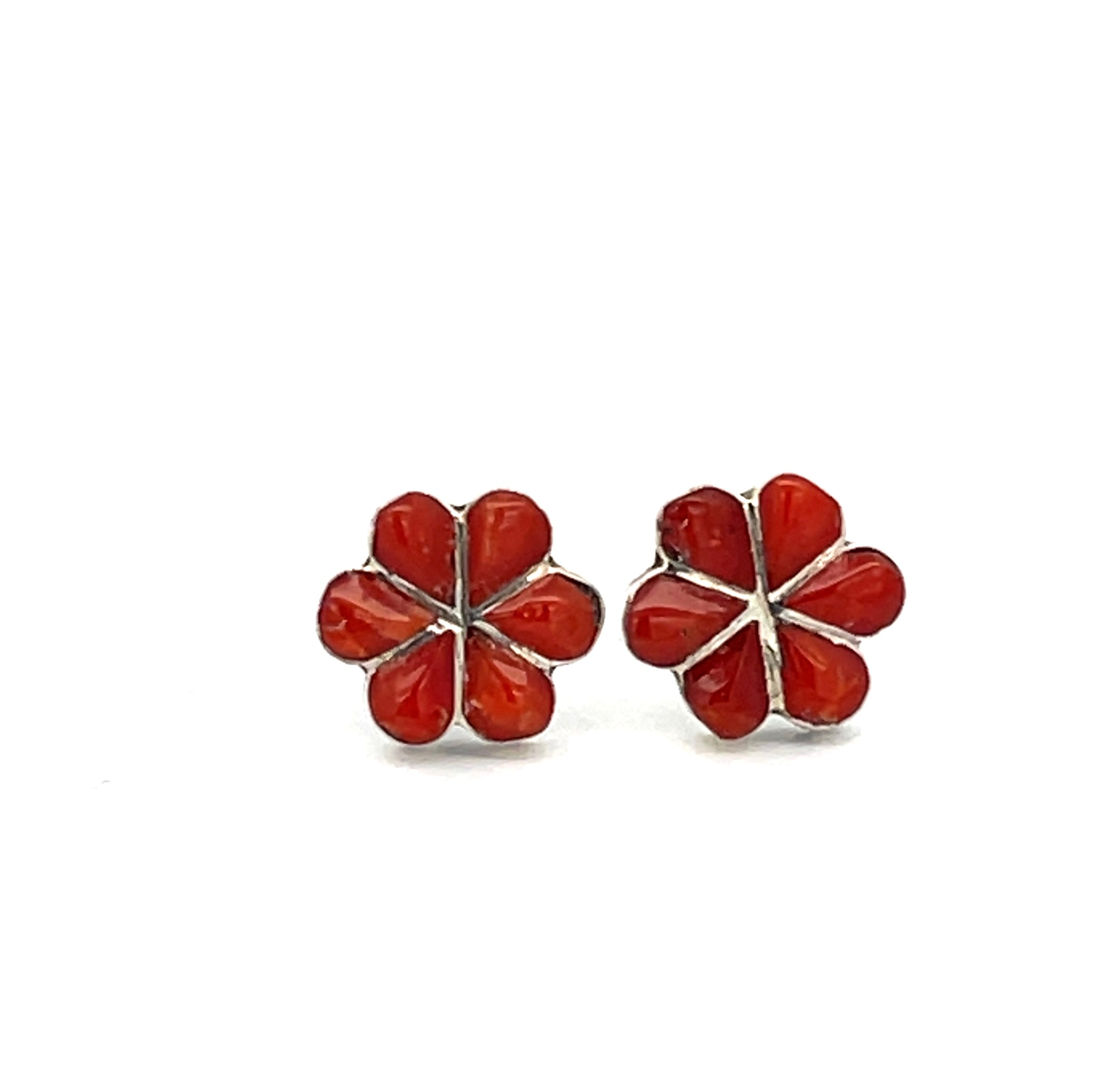 Coral Flower Stud Earrings