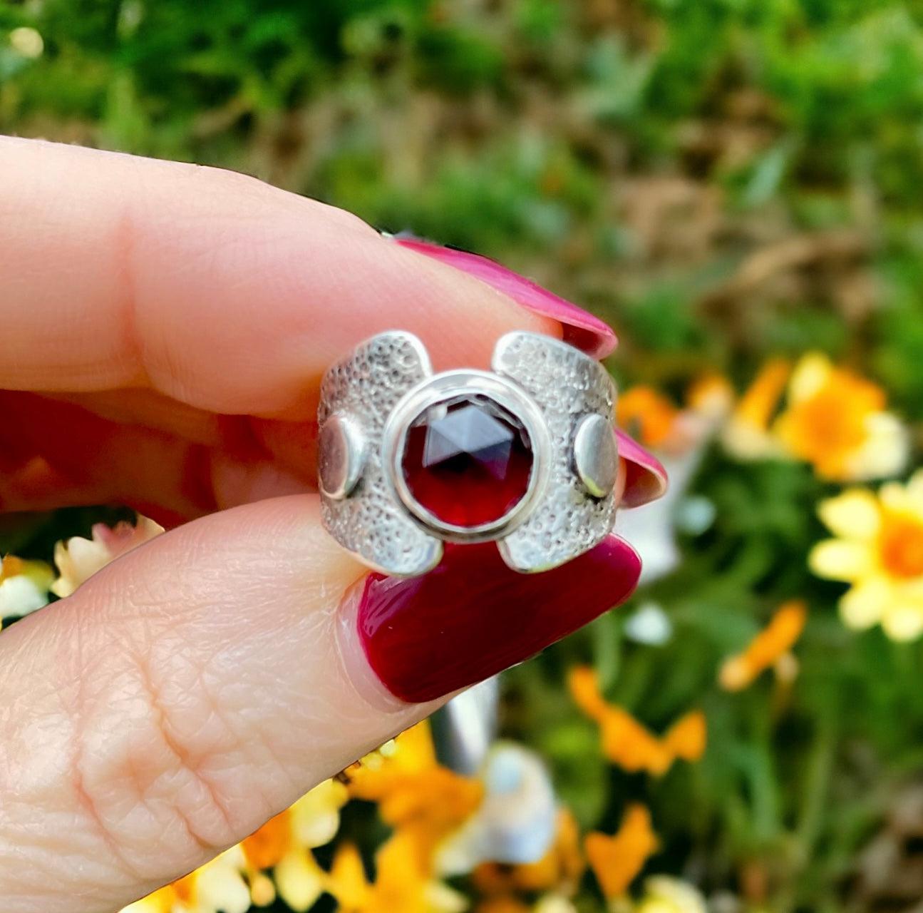 Garnet Armor Ring Size 5.5