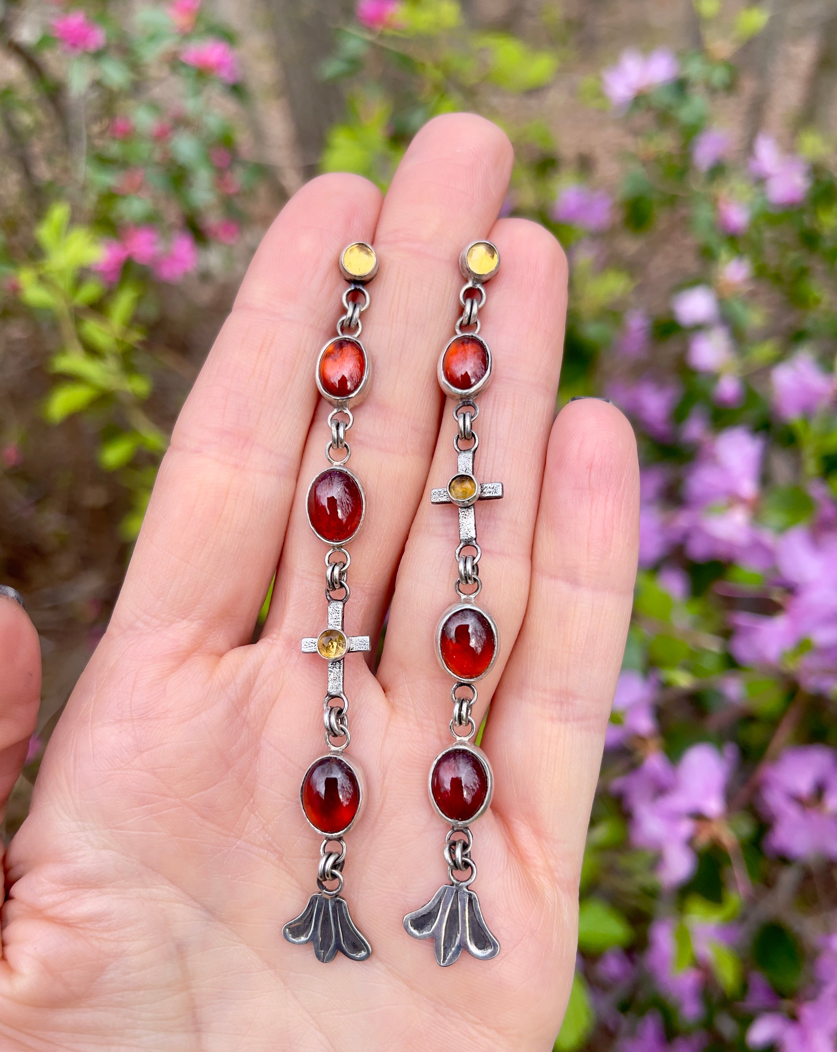 Garnet Citrine Duster Earrings