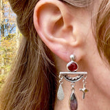 Garnet Super 7 Citrine Chandelier Earrings