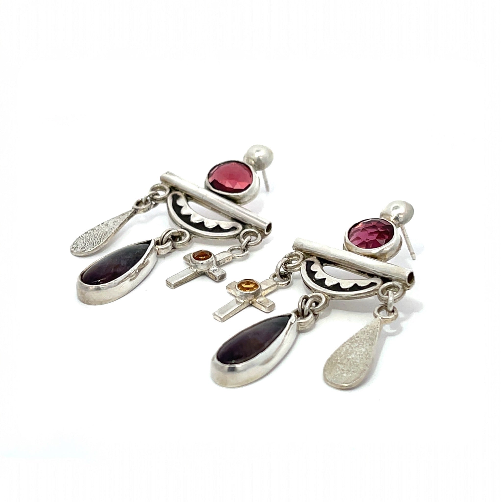 Garnet Super 7 Citrine Chandelier Earrings