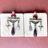 Garnet Super 7 Citrine Chandelier Earrings