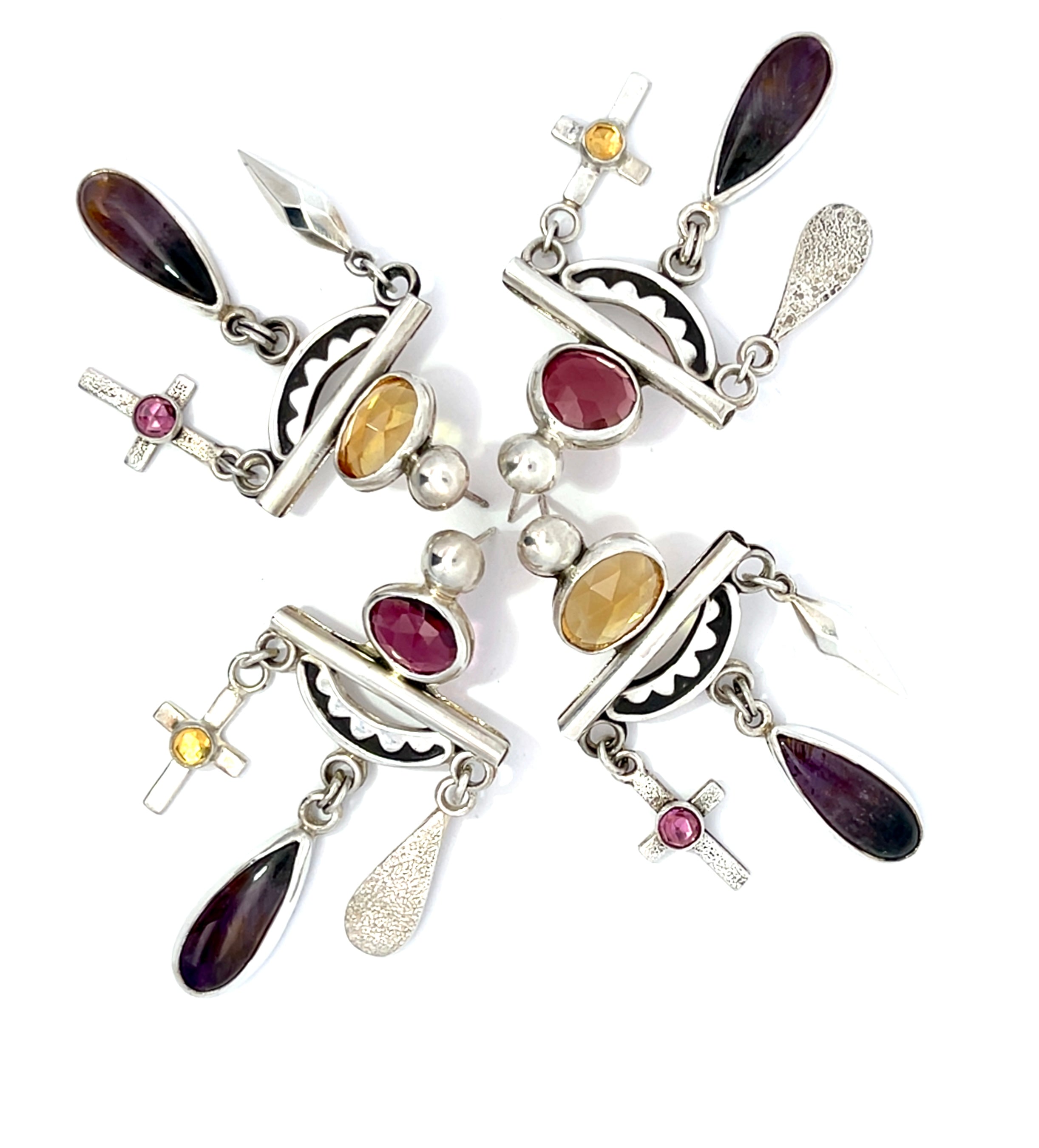 Garnet Super 7 Citrine Chandelier Earrings