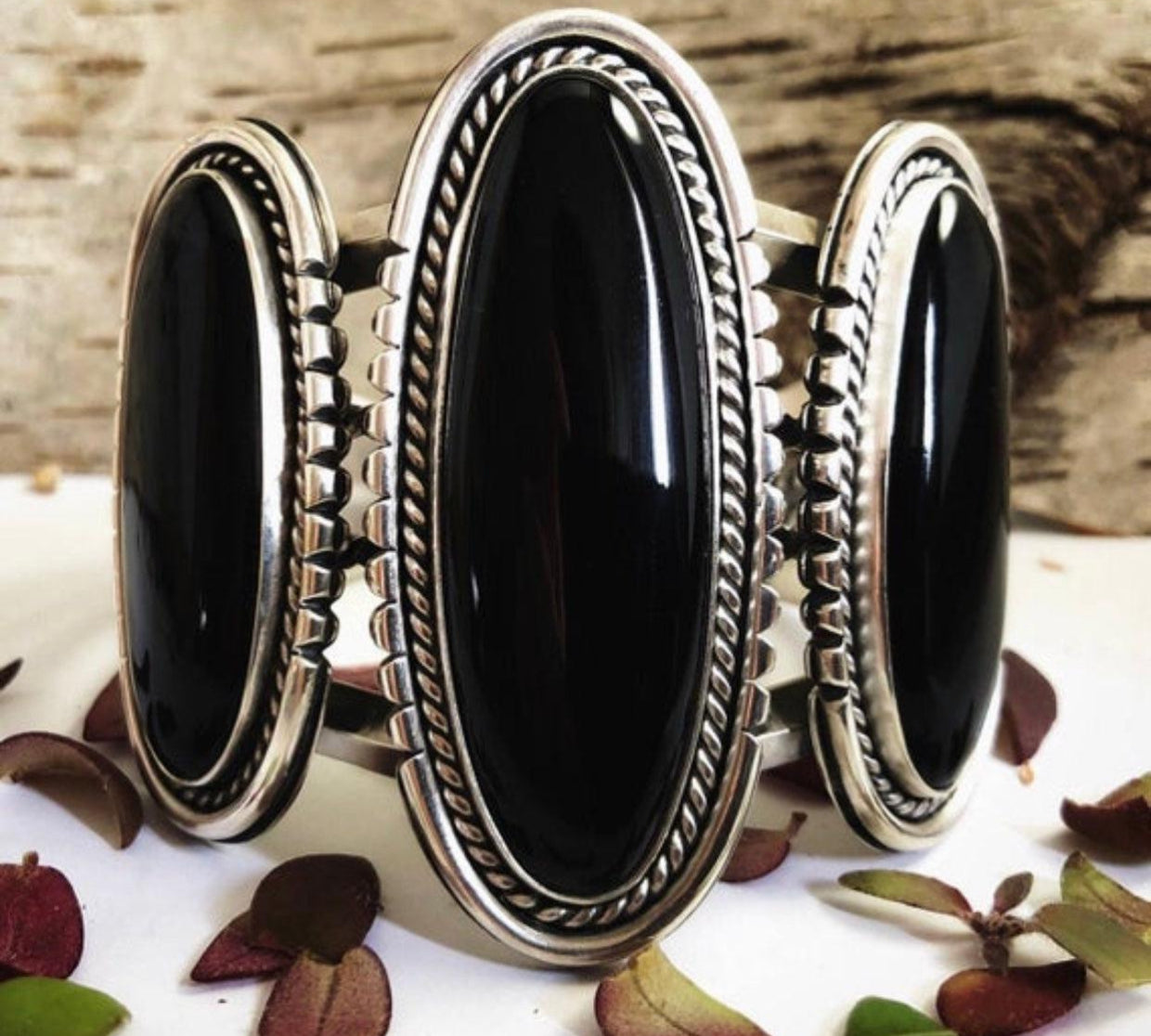 Huge Black Onyx Cuff Bracelet