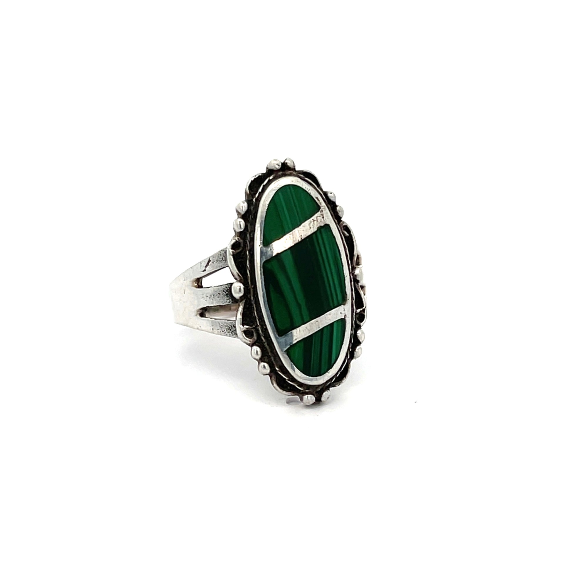 Malachite Inlay Ring Size 8