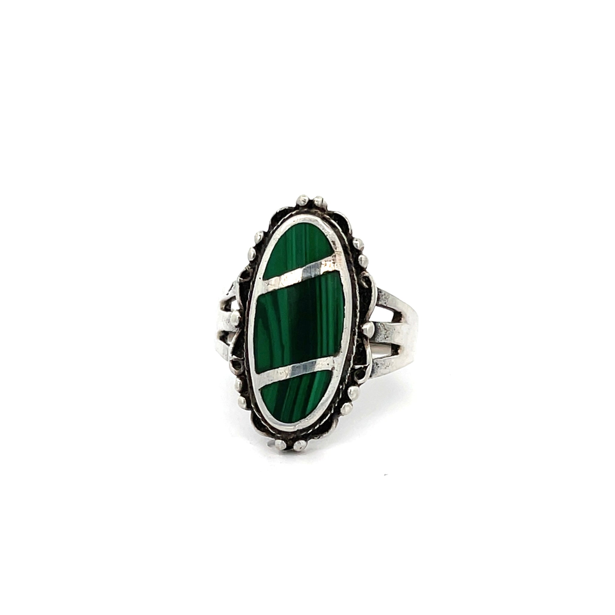 Malachite Inlay Ring Size 8