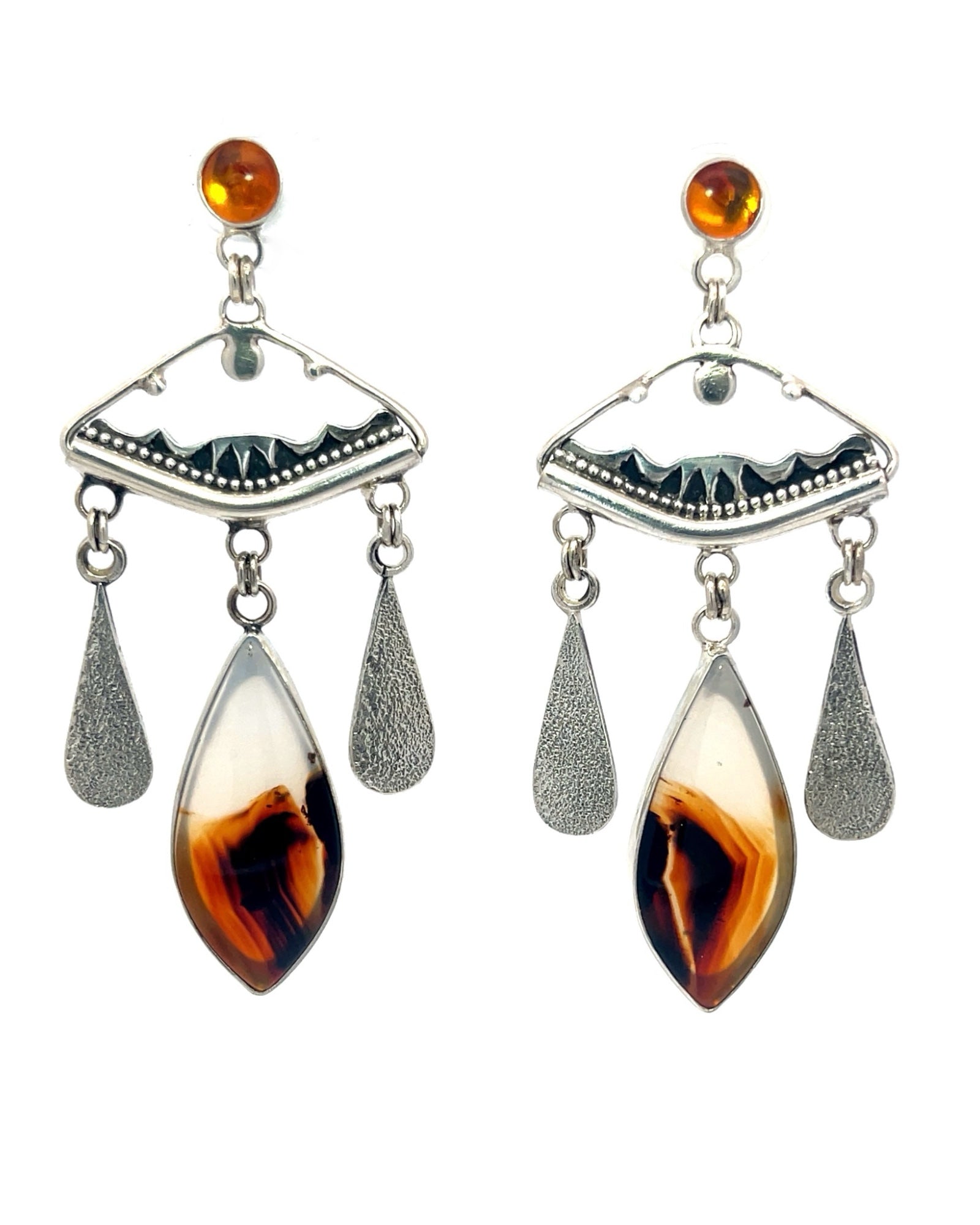 Montana Agate Amber Chandelier Earrings