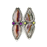 Moroccan Agate + Amethyst Statement Ring Size 8.5