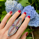 Moroccan Agate + Amethyst Statement Ring Size 8.5