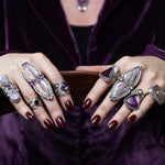 Moroccan Agate + Amethyst Statement Ring Size 8.5