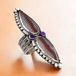 Moroccan Agate + Amethyst Statement Ring Size 8.5