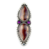 Moroccan Agate + Amethyst Statement Ring Size 8.5