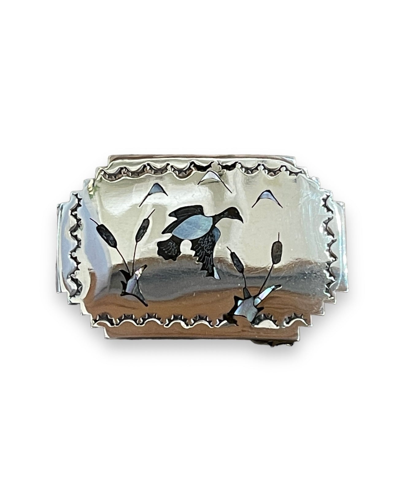 Mother of Pearl Abalone Duck Inlay Belt Buckle