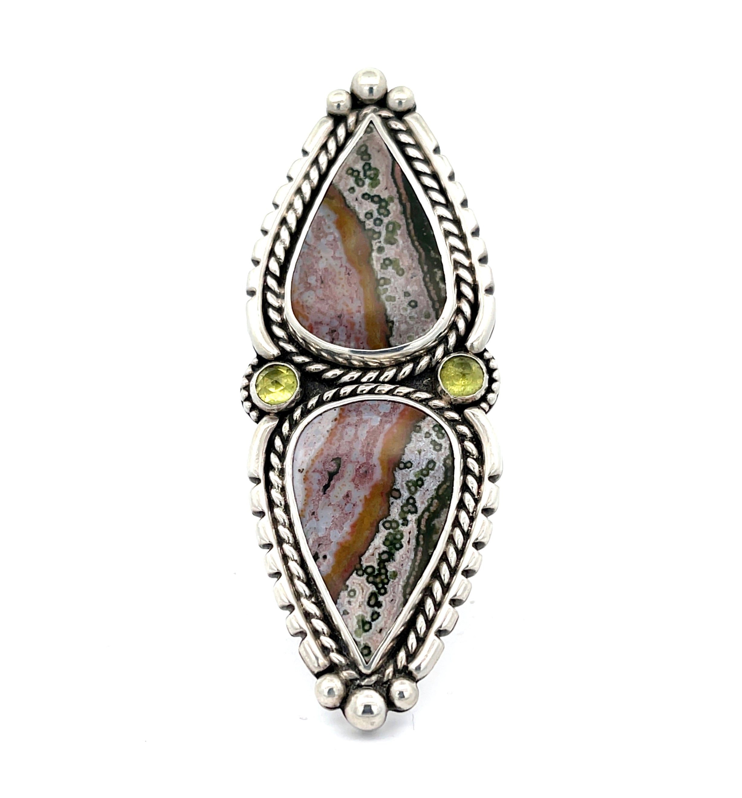 Ocean Jasper + Peridot Statement Ring Size 7.5