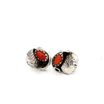 Orange Coral Feather Stud Earrings