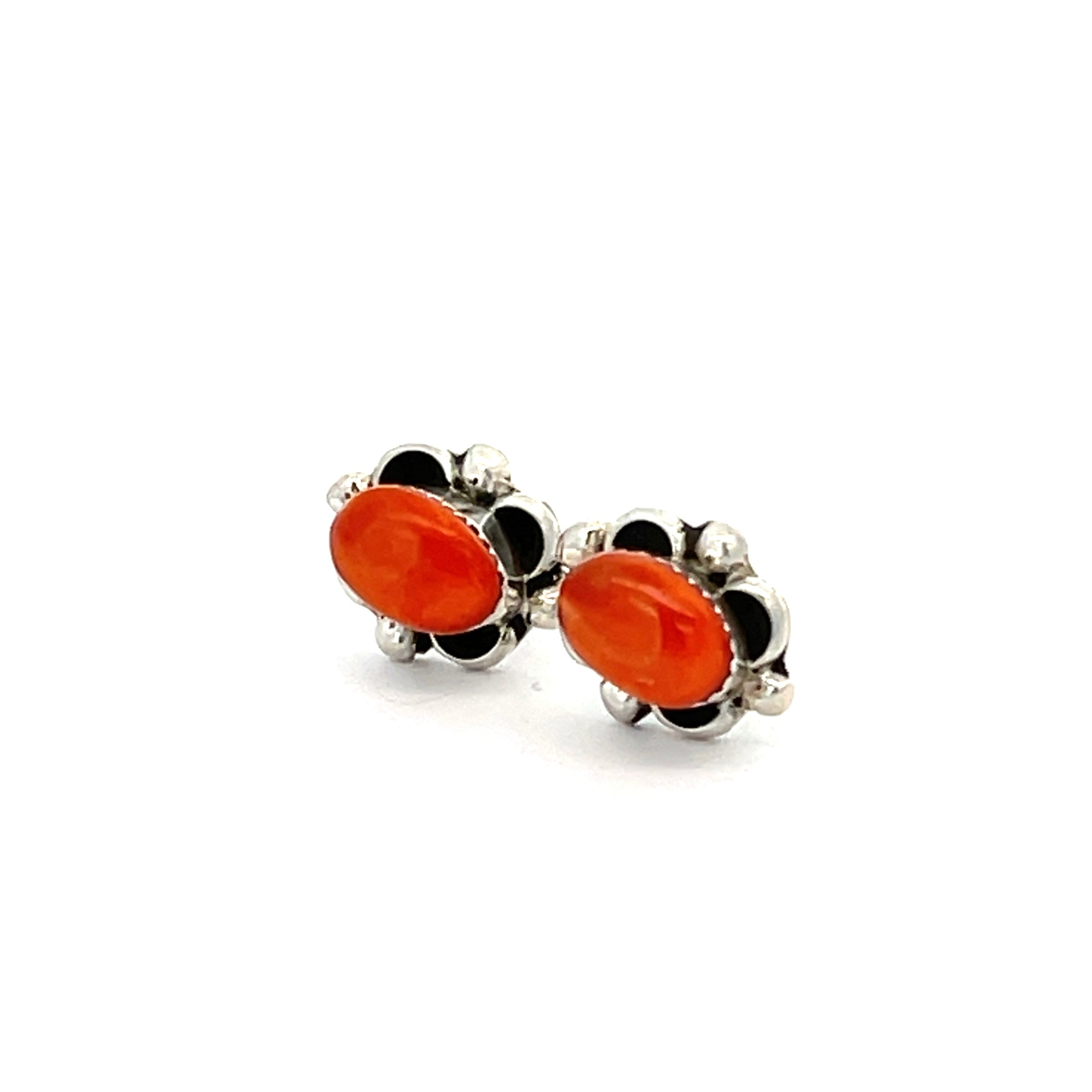 Orange Spiny Oyster Stud Earrings