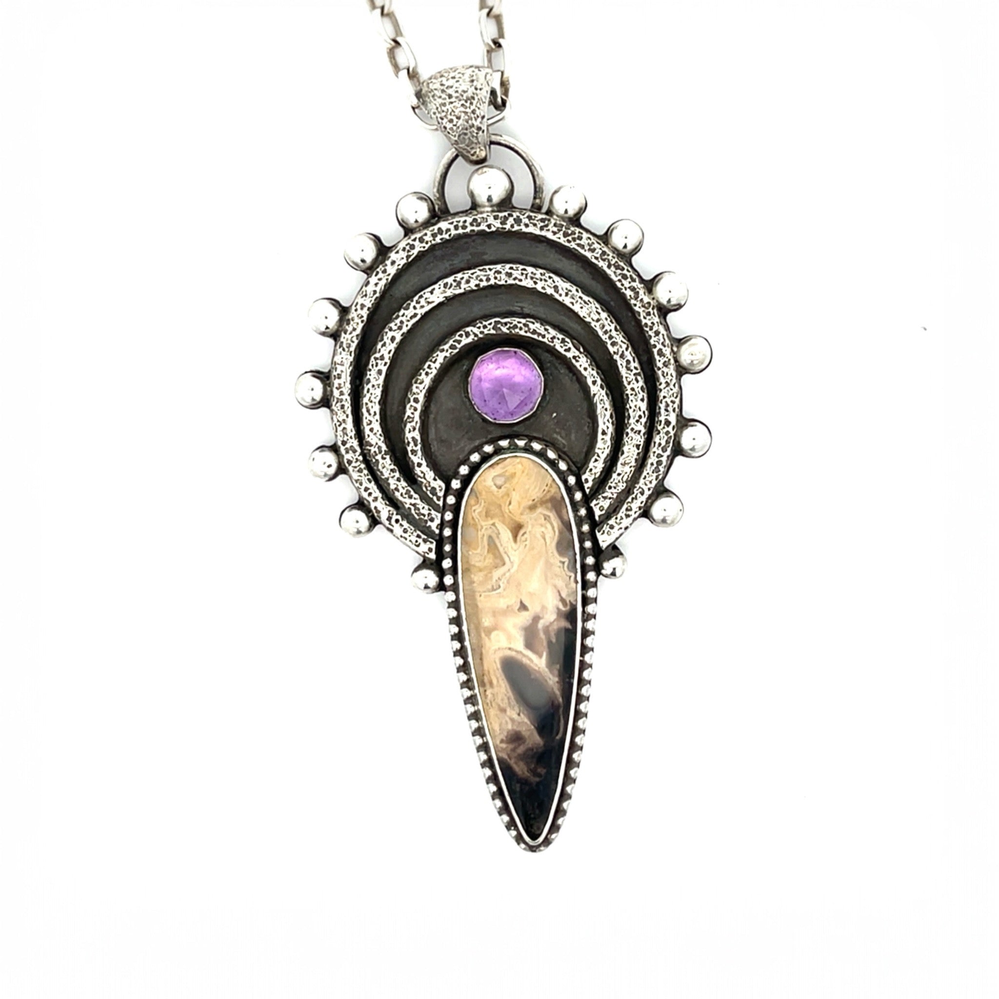 Palm Root Amethyst Celestial Pendant Necklace