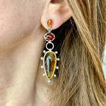 RESERVED! Amber Garnet Tourmaline Mismatch Earrings II