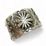 Sterling Silver Repousse Concho Cuff Bracelet