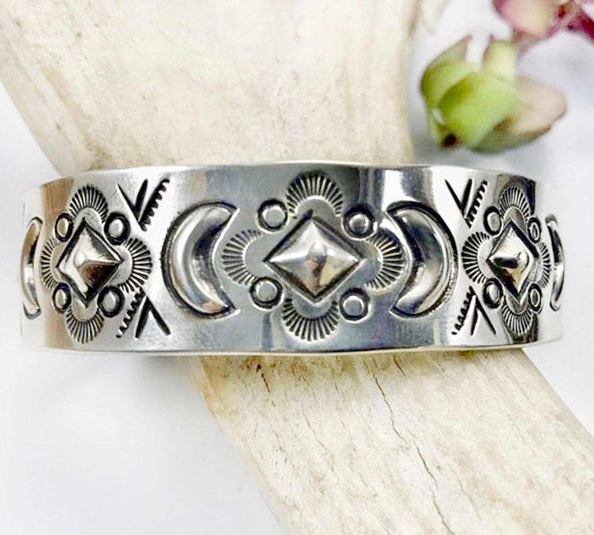 Sterling Silver Repousse Cuff Bracelet