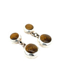 Tigers Eye Dangle Earrings-Silver Raven Studio