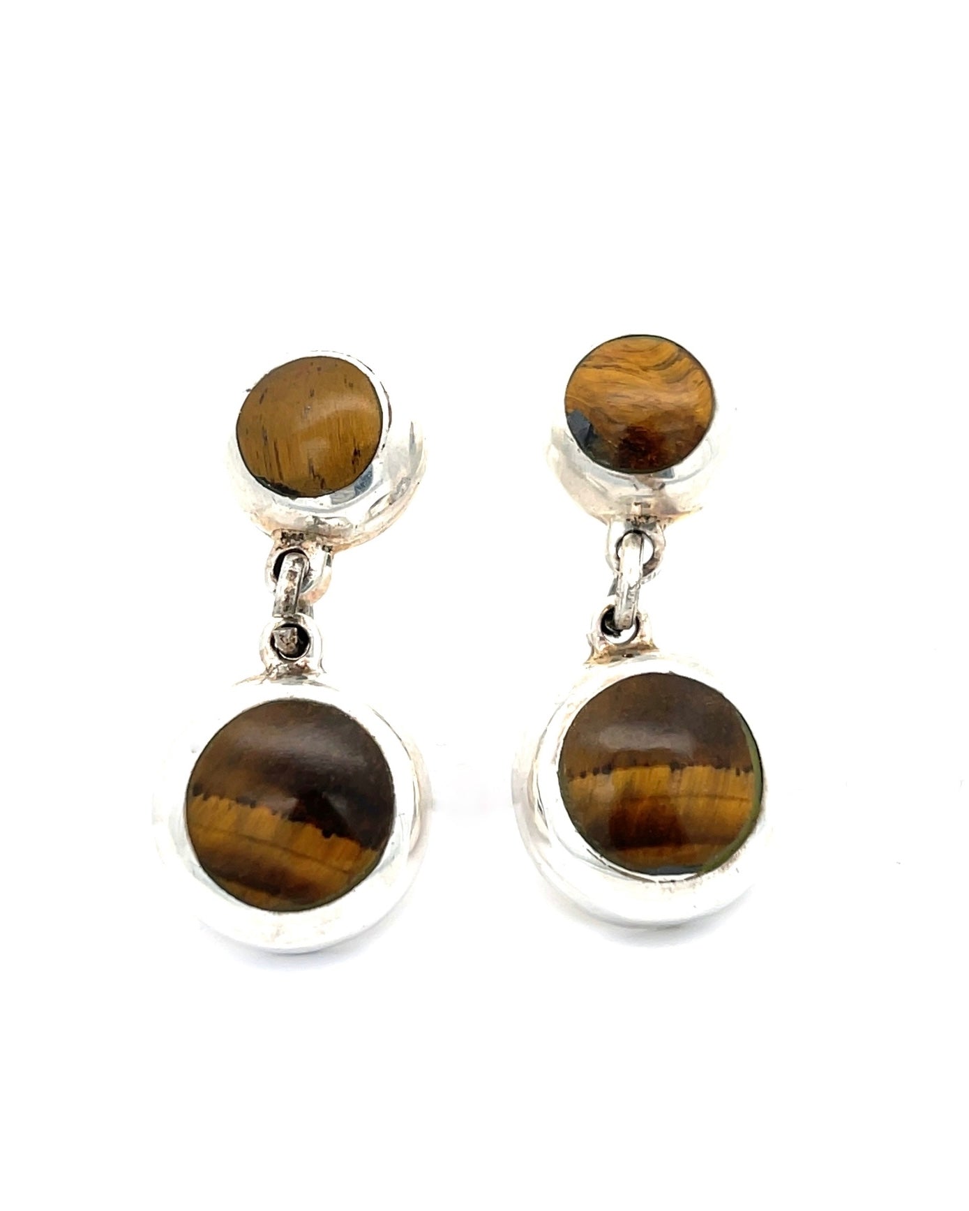 Tigers Eye Dangle Earrings-Silver Raven Studio