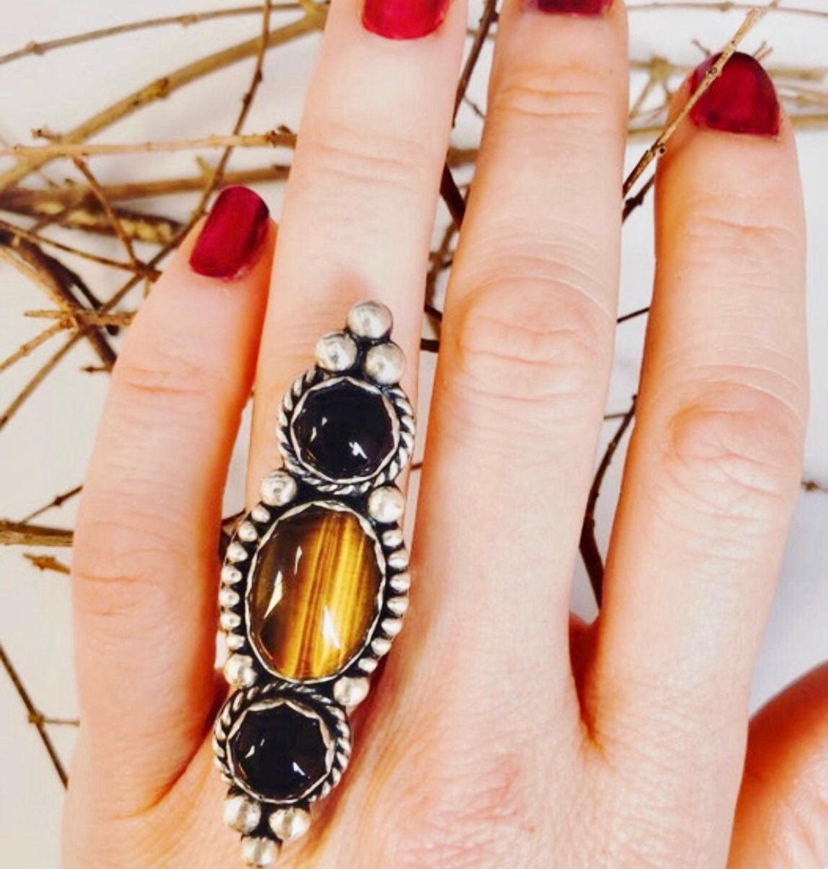 Tigers-Eye Onyx Statement Ring