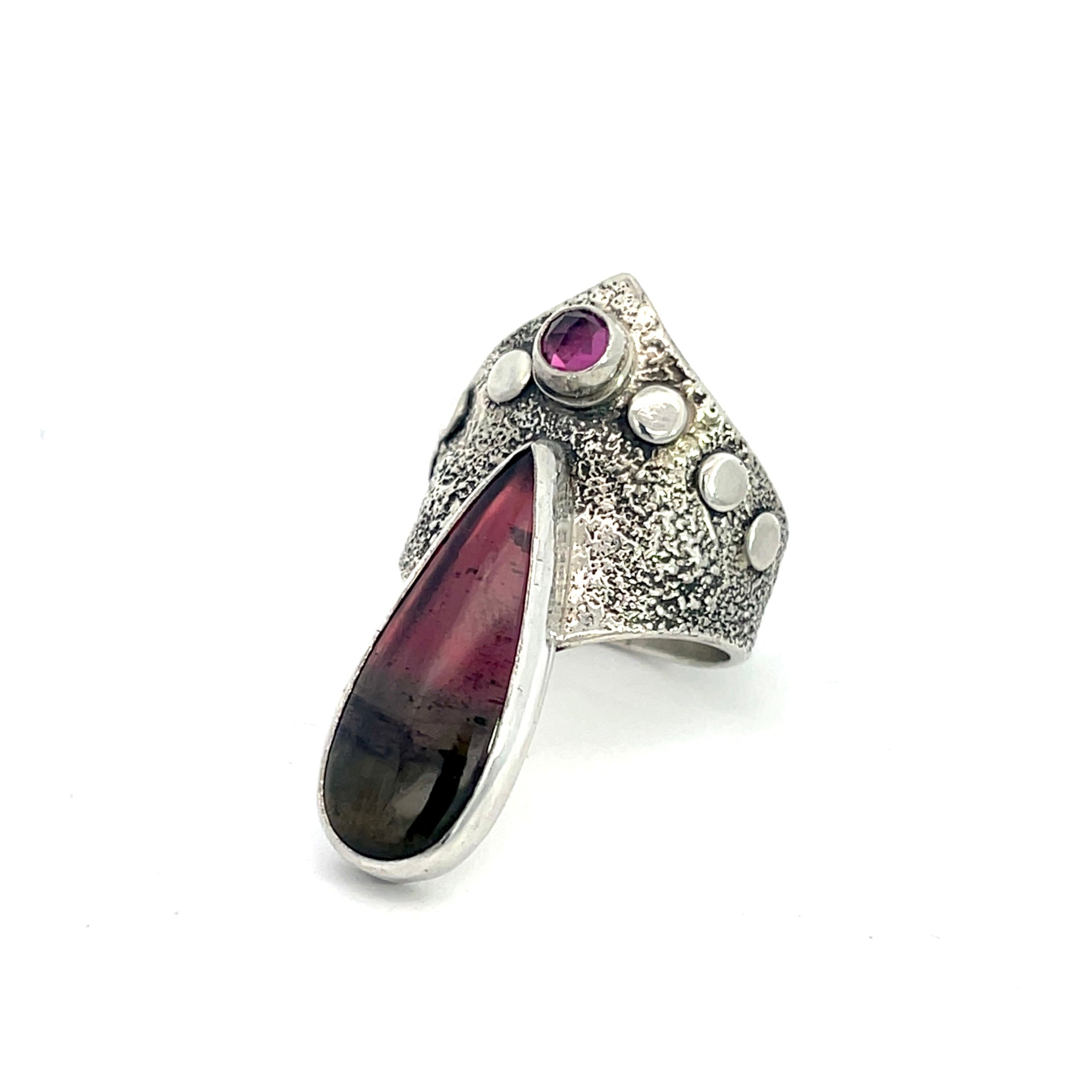 Tourmaline + Garnet Goddess Ring Size 9-9.25