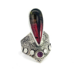 Tourmaline + Garnet Goddess Ring Size 9-9.25