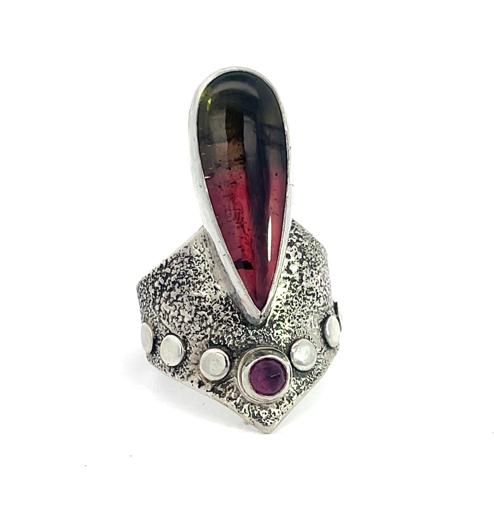 Tourmaline + Garnet Goddess Ring Size 9-9.25