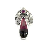 Tourmaline + Garnet Goddess Ring Size 9-9.25