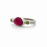 Tourmaline Peridot Ring - Size 8.25
