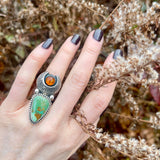 Turquoise Amber Celestial Ring Size 7-Silver Raven Studio