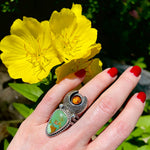 Turquoise Amber Ring Size 7