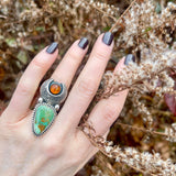 Turquoise Amber Ring Size 7