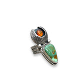 Turquoise Amber Ring Size 7