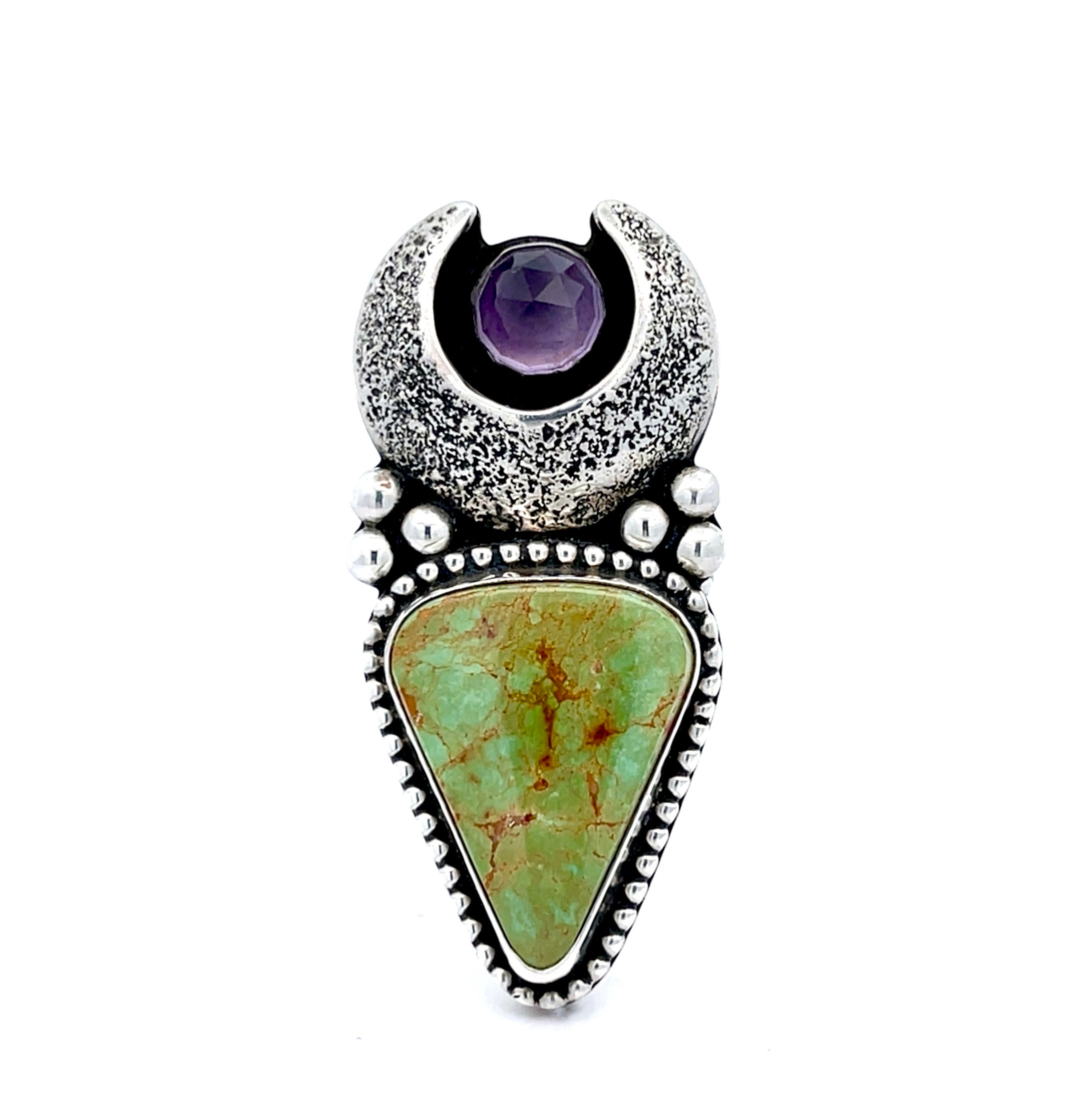 Turquoise Amethyst Ring Size 7.5