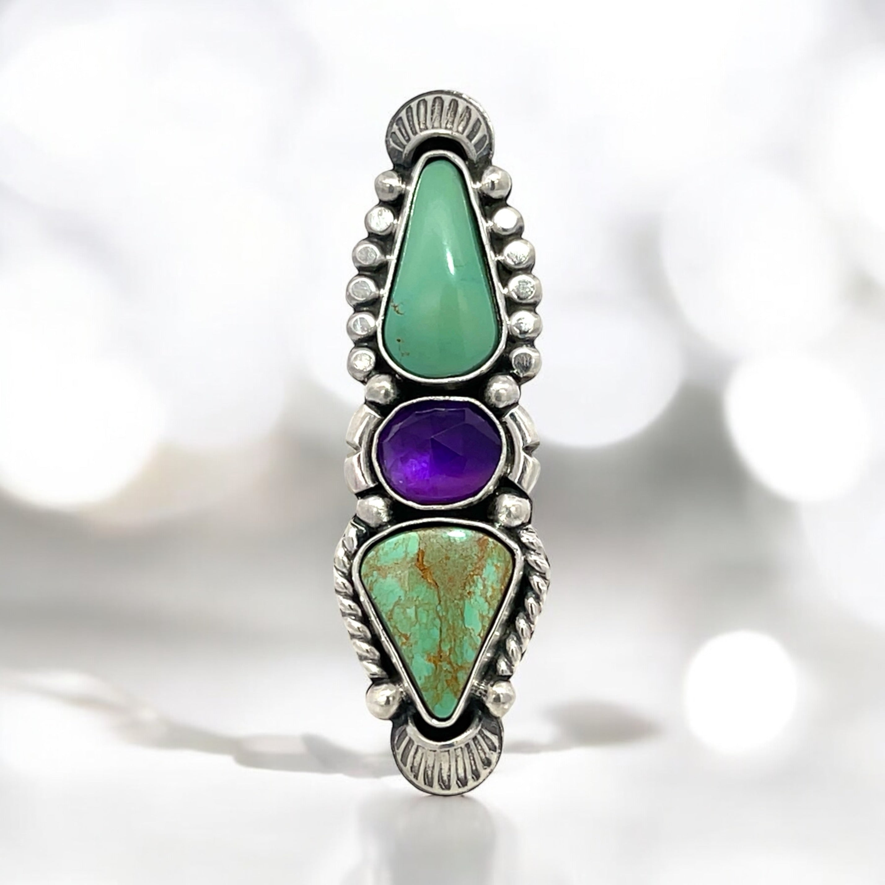Turquoise Amethyst Statement Ring - Finished to Size