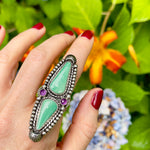 Turquoise Amethyst Statement Ring Size 7.5-7.75