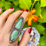 Turquoise Amethyst Statement Ring Size 7.5-7.75