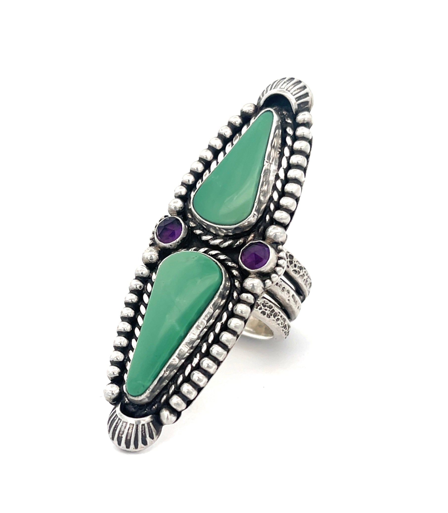 Turquoise Amethyst Statement Ring Size 7.5-7.75