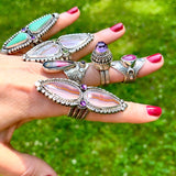 Turquoise Amethyst Statement Ring Size 7.5-7.75