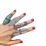 Turquoise Amethyst Statement Ring Size 7.5-7.75